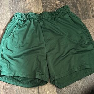 SHEIN Green Athletic Shorts with Elastic Waistband
